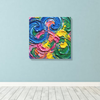 Elektrische Pop Abstracte Schilderij - Kobaltblauw Canvas Afdruk
