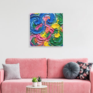 Elektrische Pop Abstracte Schilderij - Kobaltblauw Canvas Afdruk