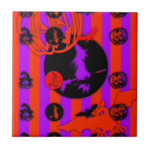 Elektrische Pop kleuren Halloween paarse heks Tege Tegeltje