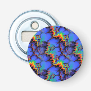 Elektrische regenbooggolven Fractal Art Patroon Button Flesopener