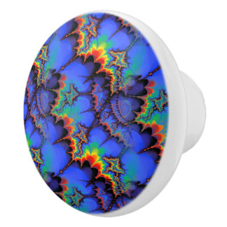 Elektrische regenbooggolven Fractal Art Patroon Keramische Knop