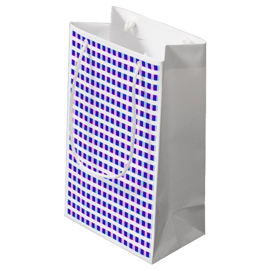 elektrische retro met blauwe en paarse strippen klein cadeauzakje (Achterkant Gekanteld)