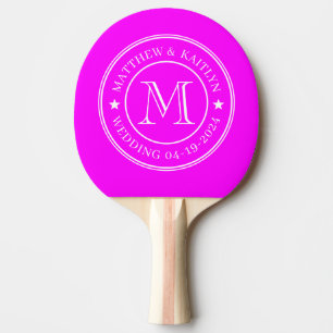 Elektrische Retro Roze Trouw Monogram Ster Tafeltennisbatje