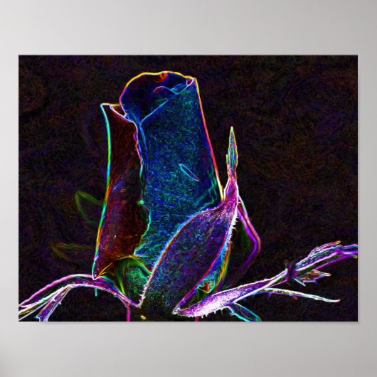 Elektrische Rosebud Flower Art Poster (Voorkant)