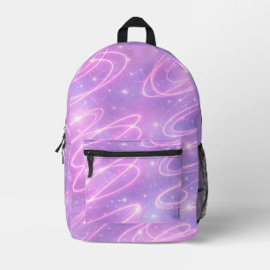 Elektrische roze neon krabbels AI-kunst Bedrukte Rugzak