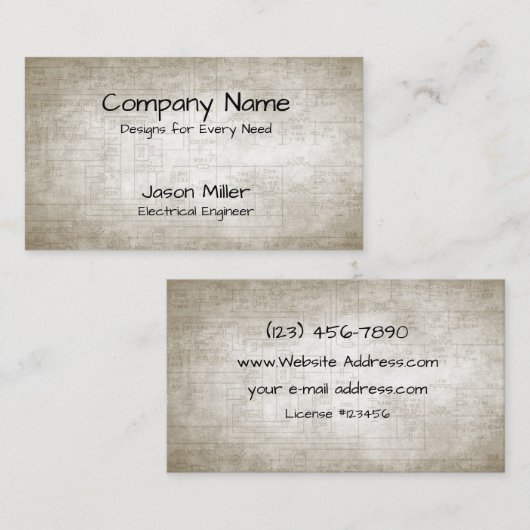 Elektrische schema's visitekaartje (Voorkant / Achterkant)