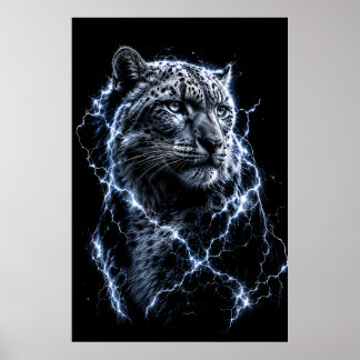 Elektrische Sneeuwluipaard | Bliksem Grote Katacht Poster