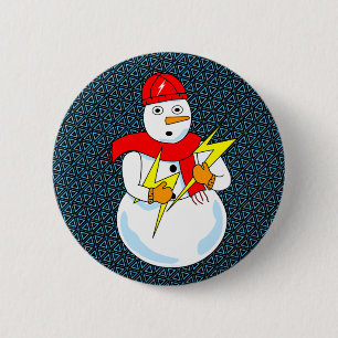 Elektrische Sneeuwman Ronde Button 5,7 Cm