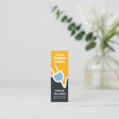 Elektrische stekker Geel Blauw Mini Visitekaartje (Staand voorkant)