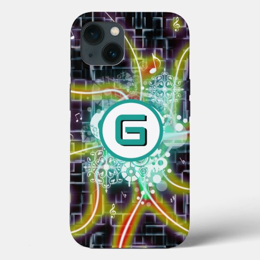 Elektrische stralen, muzieknoten, aangepast monogr Case-Mate iPhone case (Achterkant)