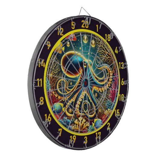 Elektrische tentakels Octopus Dartboard Dartbord (Voorkant Links)
