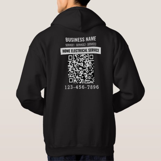 Elektrische thuisdienst QR-code Logo, aangepast we Hoodie (Achterkant)