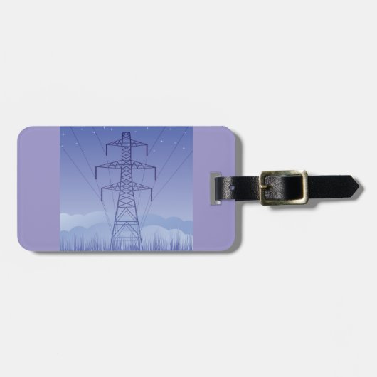 Elektrische Transmissietoren bij Night Sky Bagagelabel (Voorkant horizontaal)