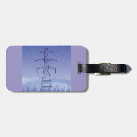 Elektrische Transmissietoren bij Night Sky Bagagelabel (Achterkant horizontaal)