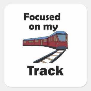 Elektrische trein gericht op mijn treinfeestje vierkante sticker