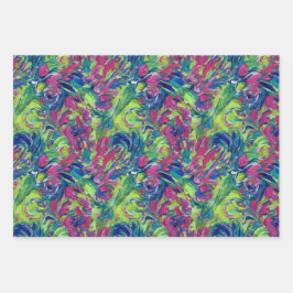 Elektrische Tuin Neon Impressionisme Levendig Abst Inpakpapier Vel