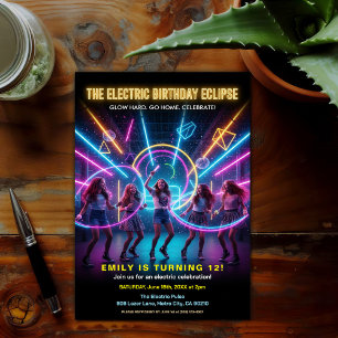 Elektrische Verjaardag Neon Glow Feest Kaart