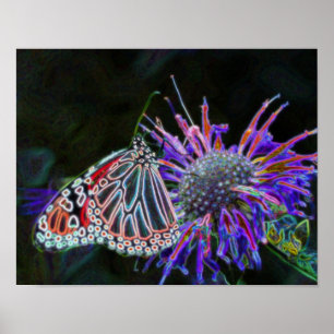 Elektrische Vlinder Abstracte Natuur Kunst Poster