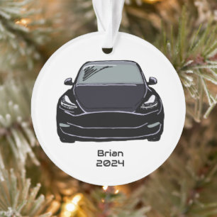 Elektrische voertuig SUV Zwarte Hand getrokken Sch Ornament