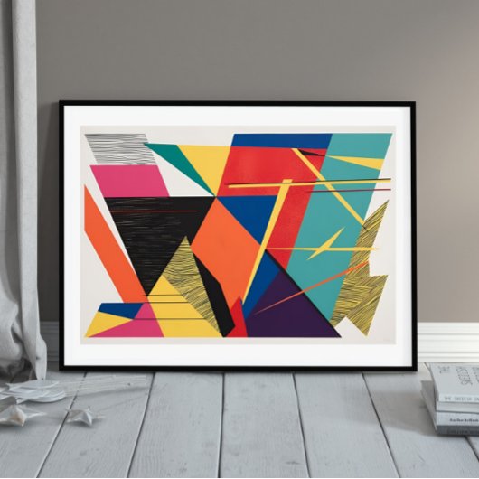 Elektrische vormen: Abstracte geometrische explosi Poster