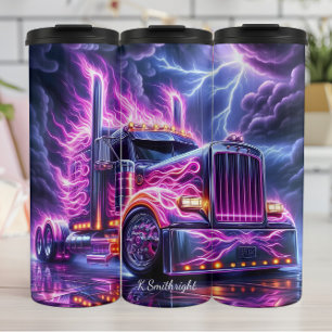 Elektrische Vrachtwagen Bliksem Storm Paarse Thermosbeker