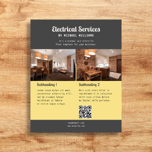 Elektrische Zakelijke Retro Script Foto Geel Flyer