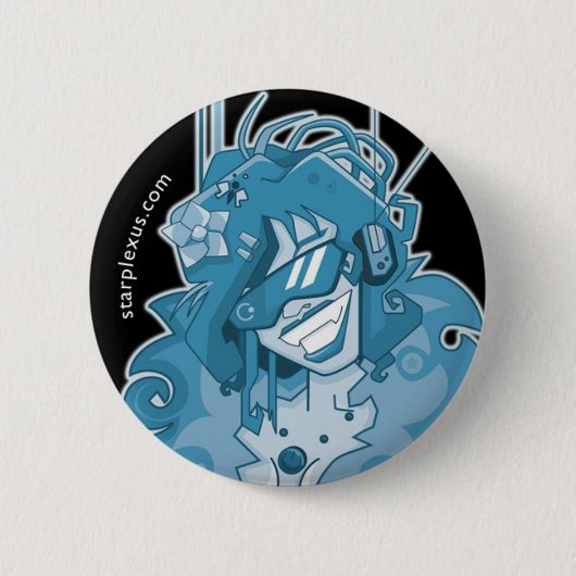 elektroblauwe knop ronde button 5,7 cm (Voorkant)