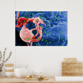 Elektron-micrograaf van HIV-1 boedende lymfocyt Poster (Keuken)