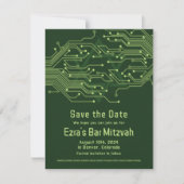 Elektronica Computer Circuit Board Bar Mitzvah Save The Date (Voorkant)