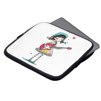 Elektronicatas met Whimsy Girl spelen gitaar Laptop Sleeve