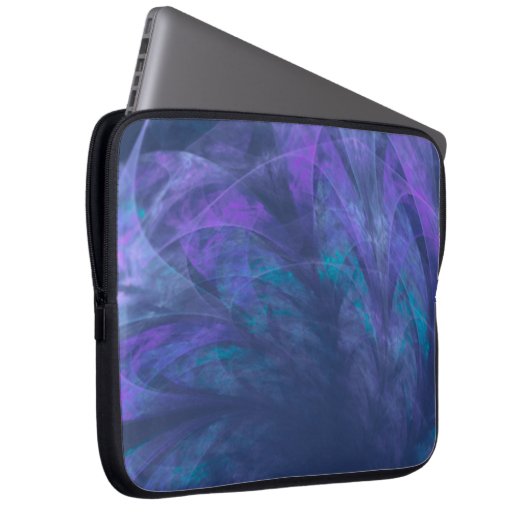 Elektronicatas Transparante Blauwe Petals Fractal Laptop Sleeve (Voorkant Rechts)