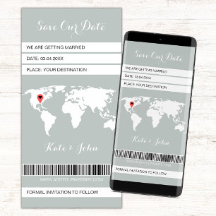 Elektronische Boarding Pass Bestemming Sage Groen Save The Date