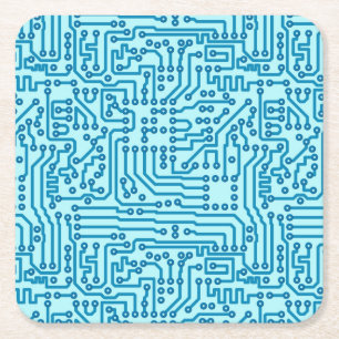 Elektronische digitale circuitkaart vierkante kartonnen onderzetter