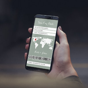 Elektronische instapkaart Bestemming Sage Green Save The Date
