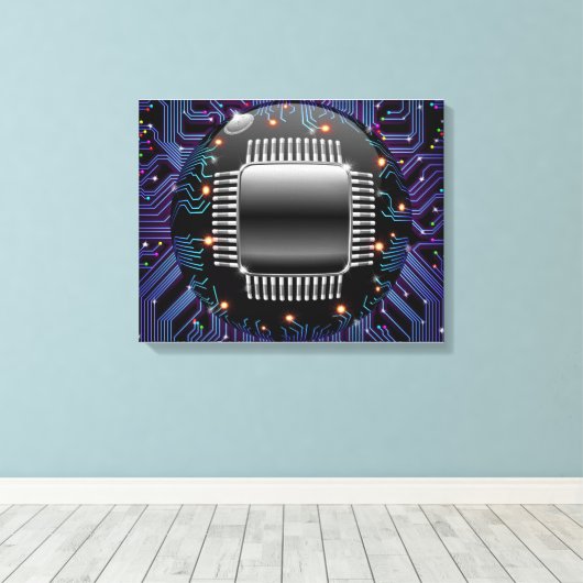 Elektronische Motherboard Circuit Canvas afdrukken (Insitu (Houten vloer))