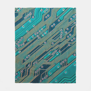 Elektronische printplaat dicht bij de achtergrond, fleece deken