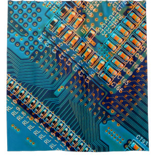 Elektronische printplaat sluiten. computer, semico douchegordijn