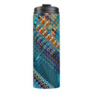 Elektronische printplaat sluiten. computer, semico thermosbeker