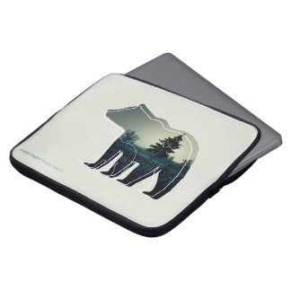 Elektronische tas met lijnpictogram beer met bos