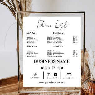 Elektronische zakelijke prijslijst make-up haarspi poster