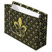 Elelgant Fleur de Lis Design Gift Bag Groot Cadeauzakje (Voorkant Gekanteld)