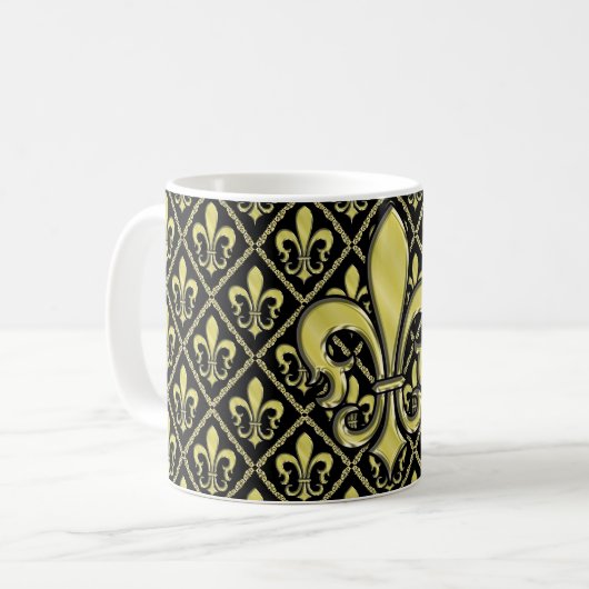 Elelgant Fleur de Lis Design Mug (Devant gauche)