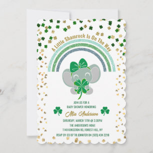 Elelphant Little Shamrock Street Baby shower Kaart