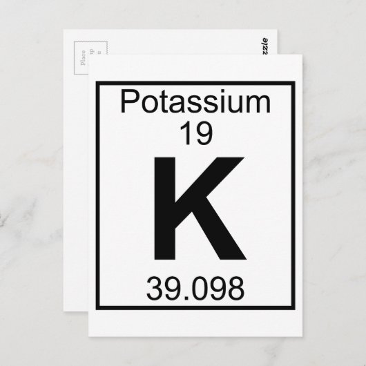 Element 019 - K - Kalium (volledig) Briefkaart (Voorkant / Achterkant)