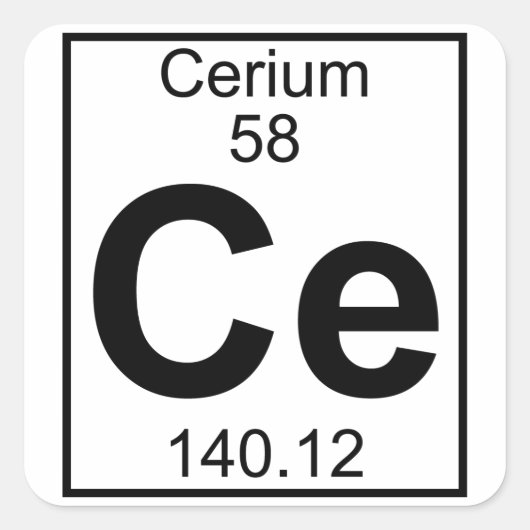Element 058 - CE - Cerium (volledig) Vierkante Sticker (Voorkant)