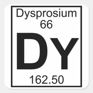 Element 066 - Dy - Dysprosium (volledig) Vierkante Sticker