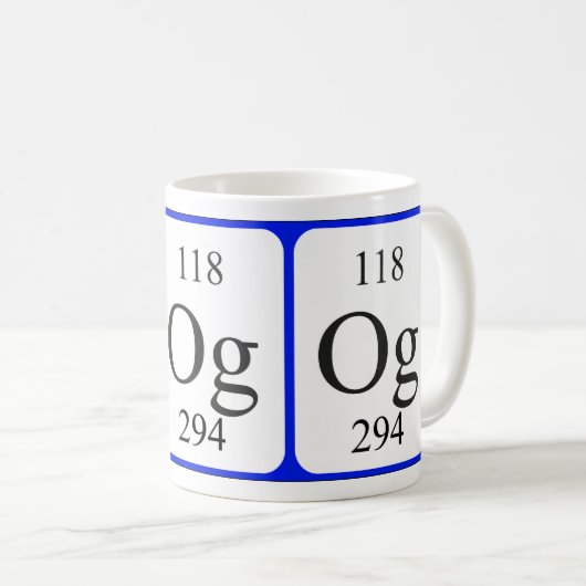 Élément 118 tasse blanche - Oganesson (Devant droit)