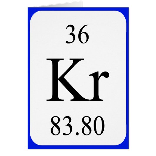Element 36 kaart - Krypton (Voorkant)