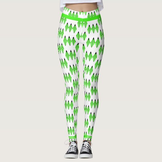 Elément Art déco en Leggings vert citron (Devant)