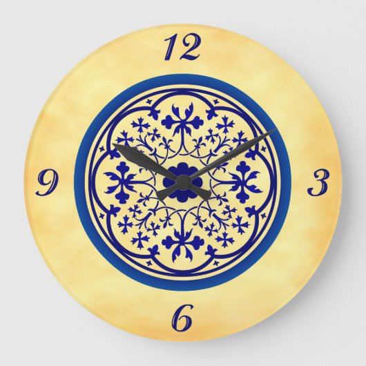 Élément bleu gothique sur horloge murale en faux p (Recto)